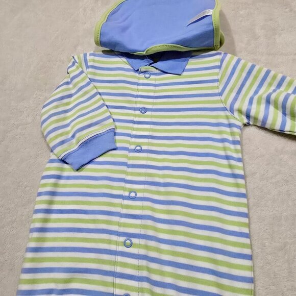Carter’s ✦ Baby Sleep & Play ✦ 3M Striped Footie + Frog Bib Cotton Outfit NWT - Picture 8 of 9